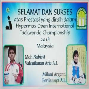 juara dalam hypermax open international Taekwondo Championship